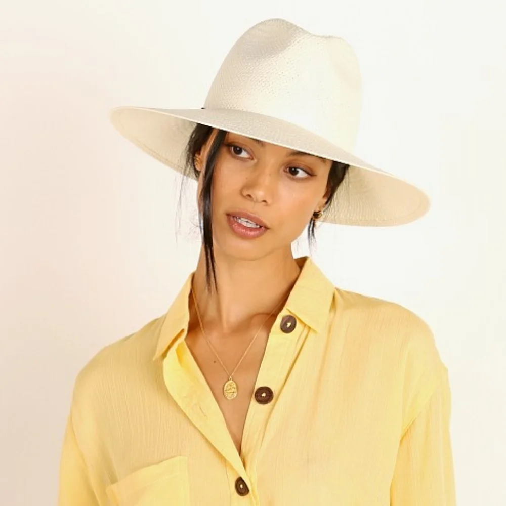 $287 Janessa Leone Calvin Packable Straw Hat In White Size M - Picture 2 of 12